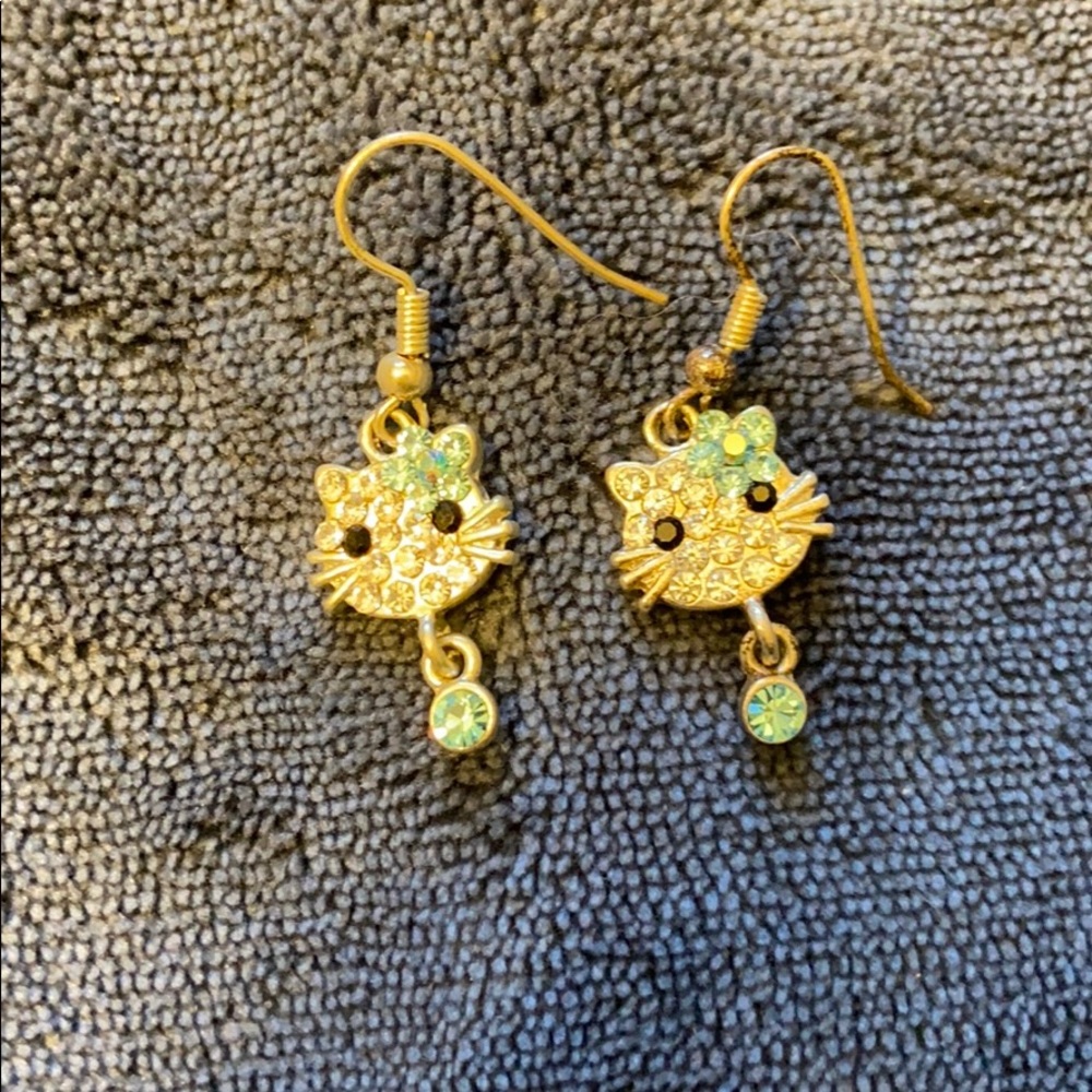 Blue, Dangly Hello Kitty Earrings
